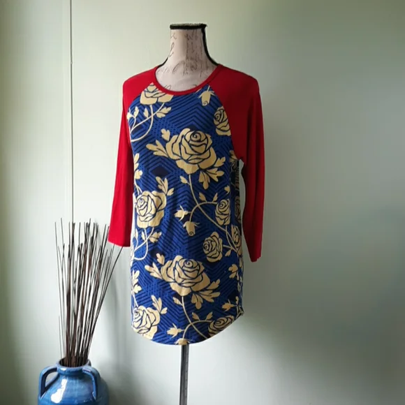 Lularoe Randy Patriotic Spring Fall Fashion Roses Pattern - Picture 3 of 5